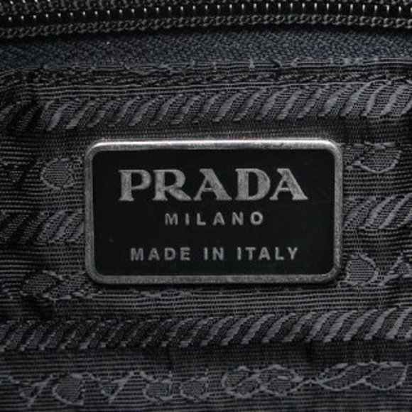 Prada triangle logo plate handbag tote bag Grey wool - Picture 6 of 10